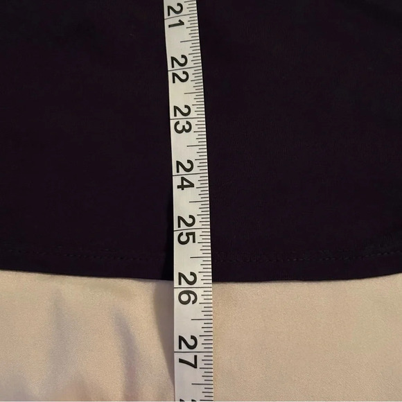 Loft Womens Lg Navy Blue Off The Shoulder Chiffon Blouse Windowpane Puff Sleeve - Picture 9 of 9